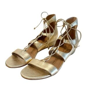 Tahari Women’s Tahari Gold Camden Leather Lace Up Sandals Size 7.5